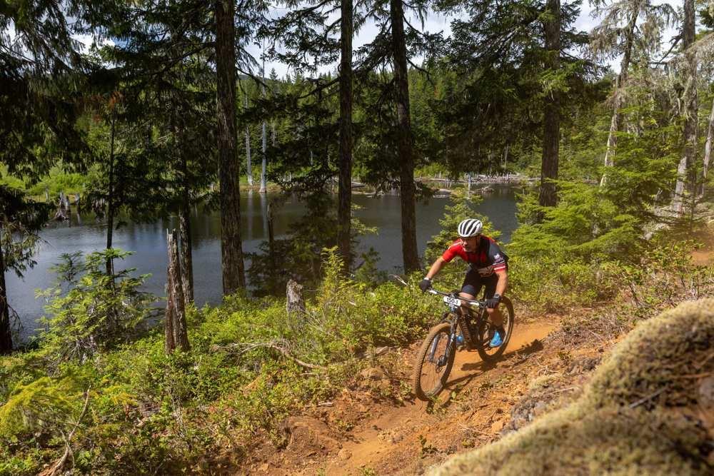Captain Eric J. Skalski, USN (Ret.), descending at the BC Bike Race